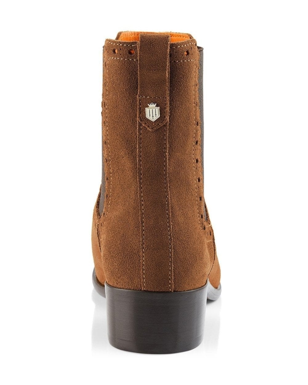 Womens Brogued Chelsea Tan Suede Boots