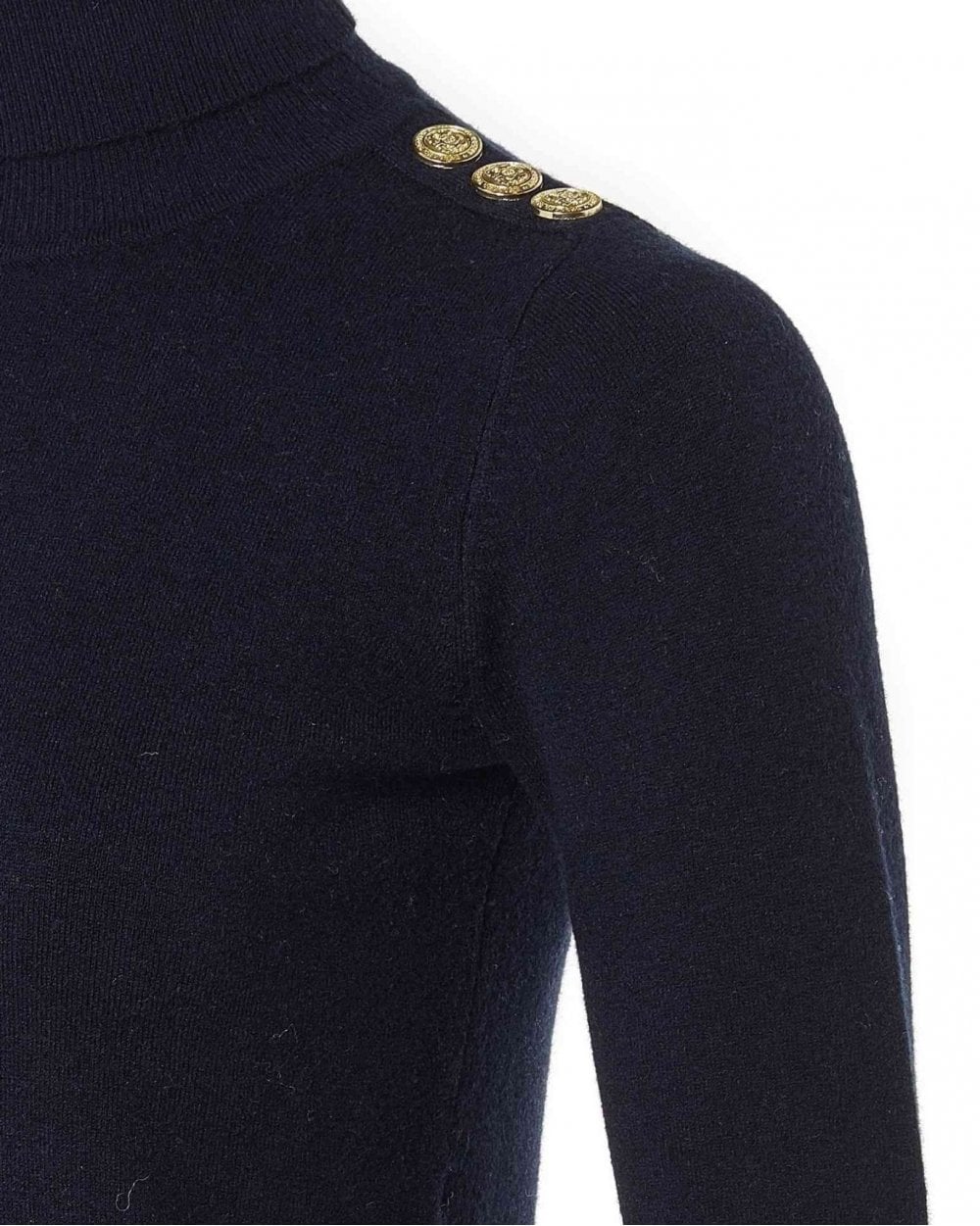 Buttoned Knit Roll Neck