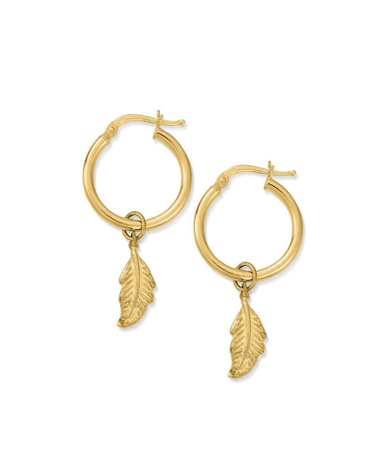 Gold Didi Feather Hoop Earrings
