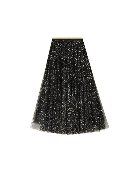 Black Starburst Tulle Skirt - Small