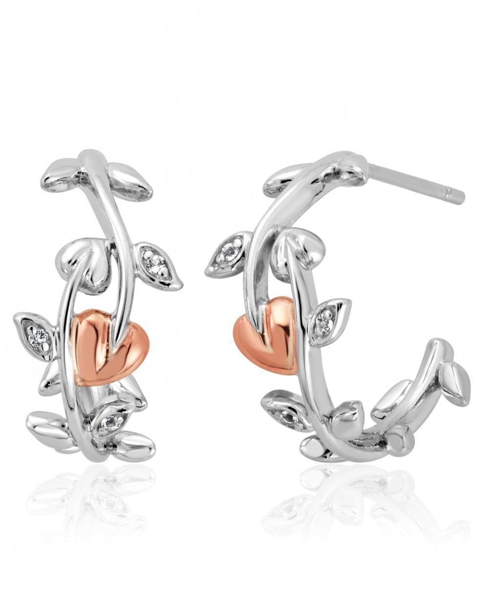 Tree of Life Sterling Silver Vine Half-Hoop Earrings with Topaz