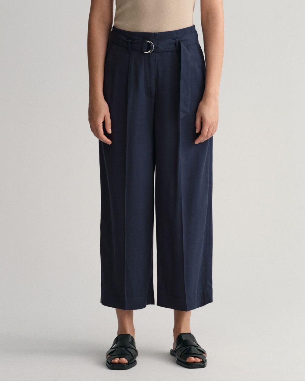 Wide Legged Cropped Belted Pants