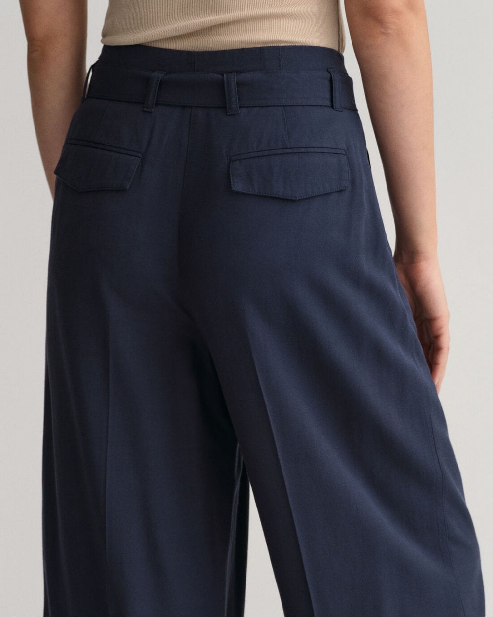 Wide Legged Cropped Belted Pants