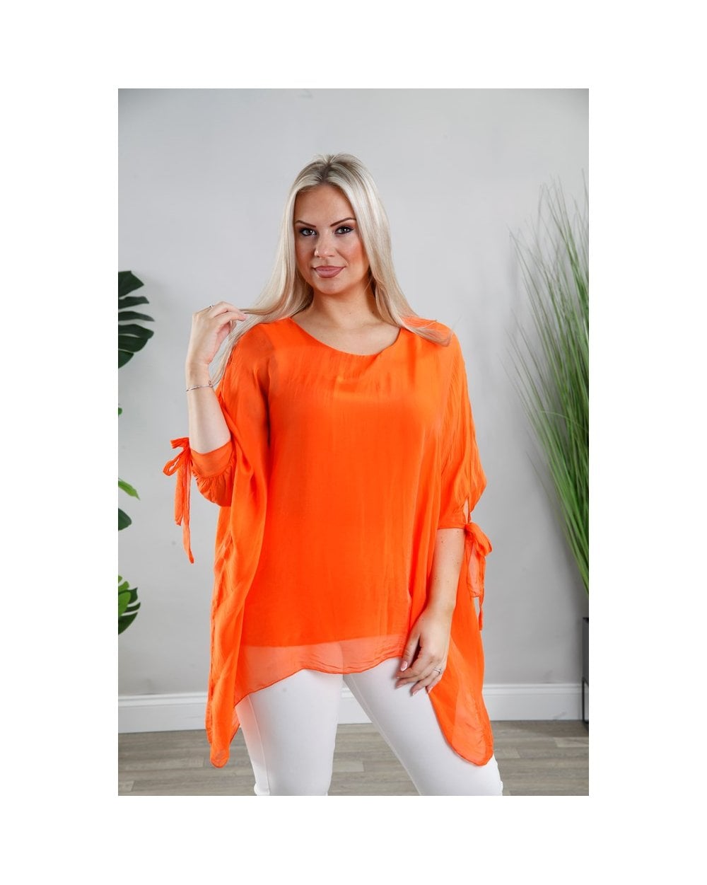 Silk Batwing Tie Top