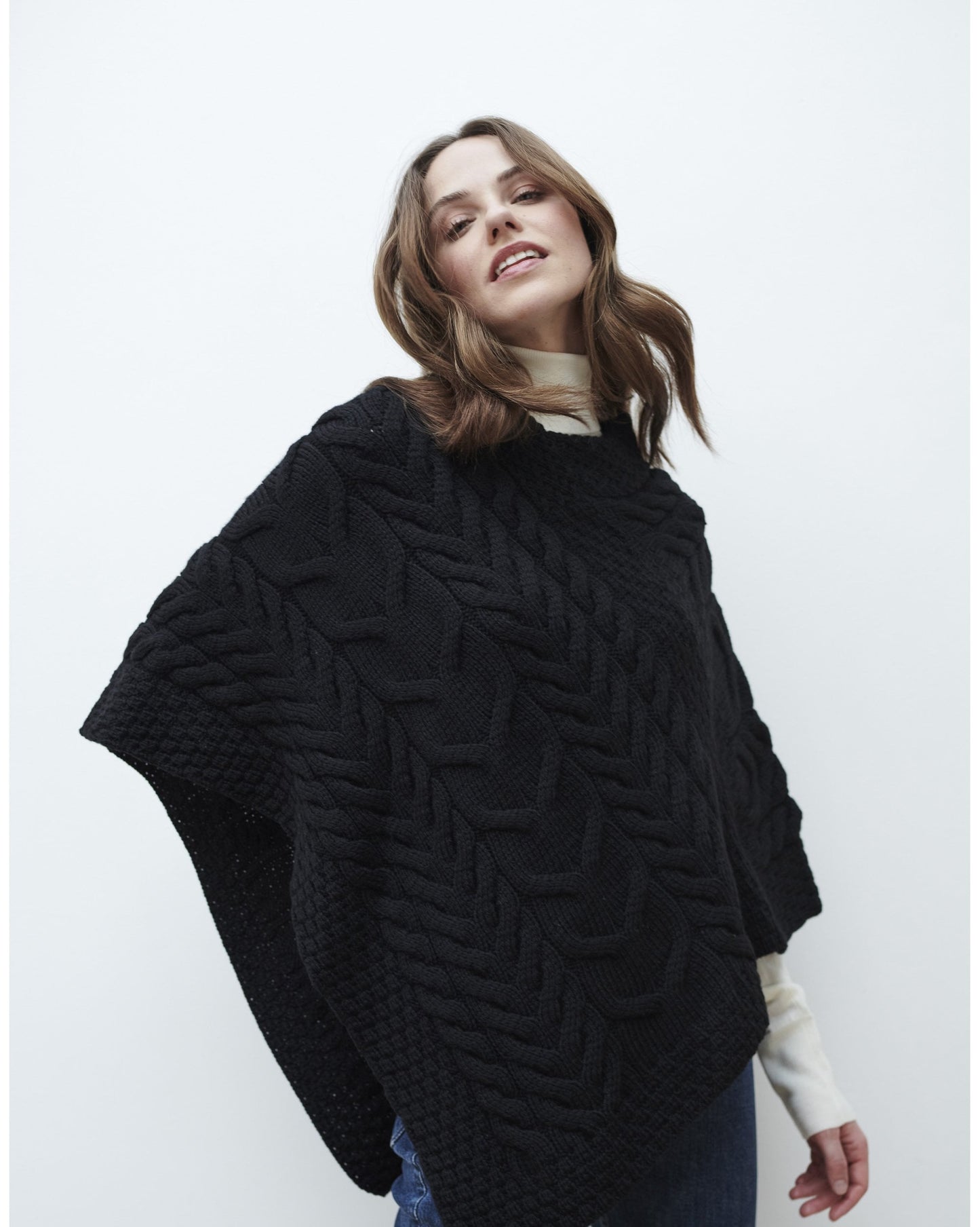 Aasleagh Falls Ladies Aran Poncho