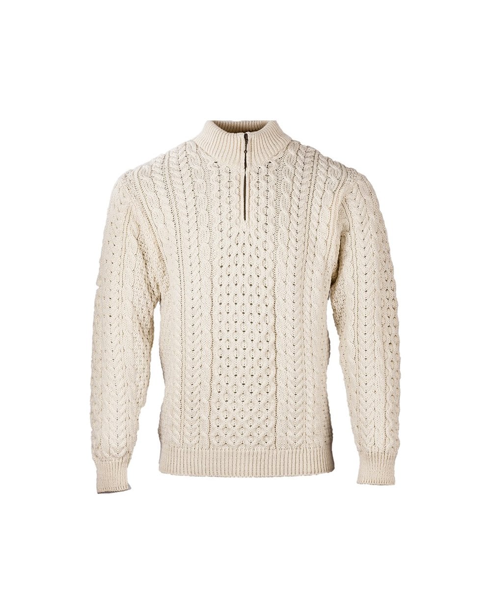 Ballycroy Mens Aran Half Zip Sweater