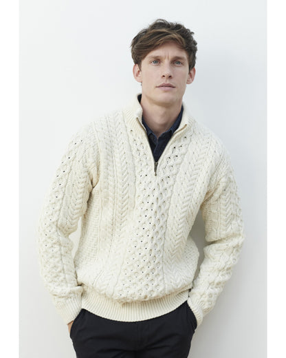 Ballycroy Mens Aran Half Zip Sweater