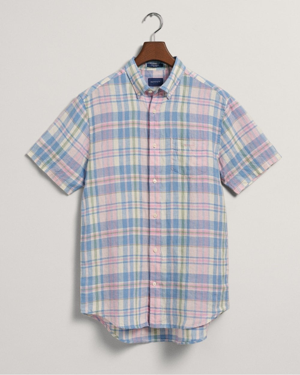 Regular Fit Linen Madras Short Sleeve Shirt
