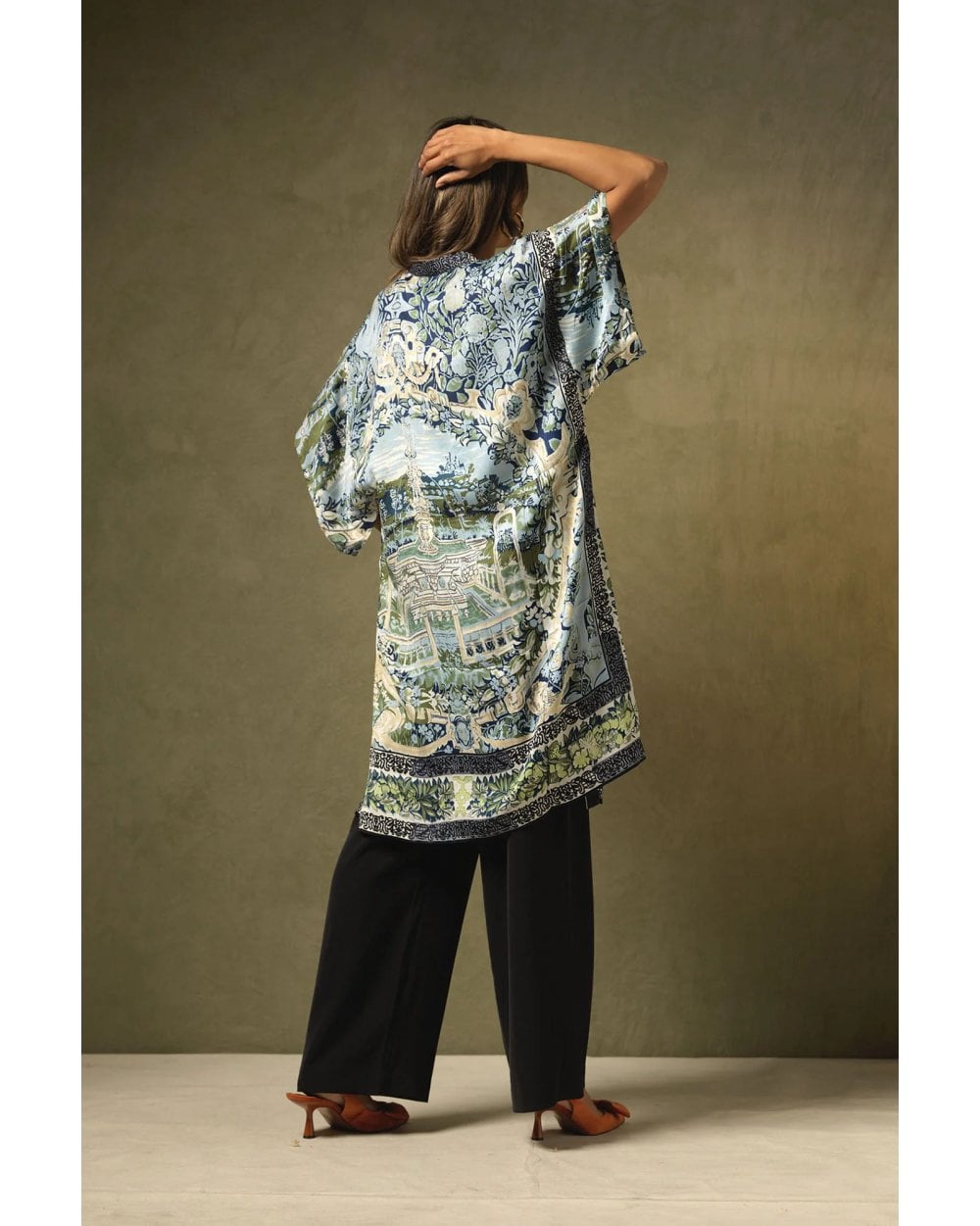 Tapestry Sea Blue Midi Kimono