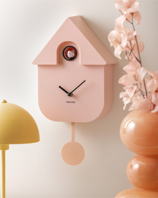 Wall Clock Modem Cuckoo Soft Pink
