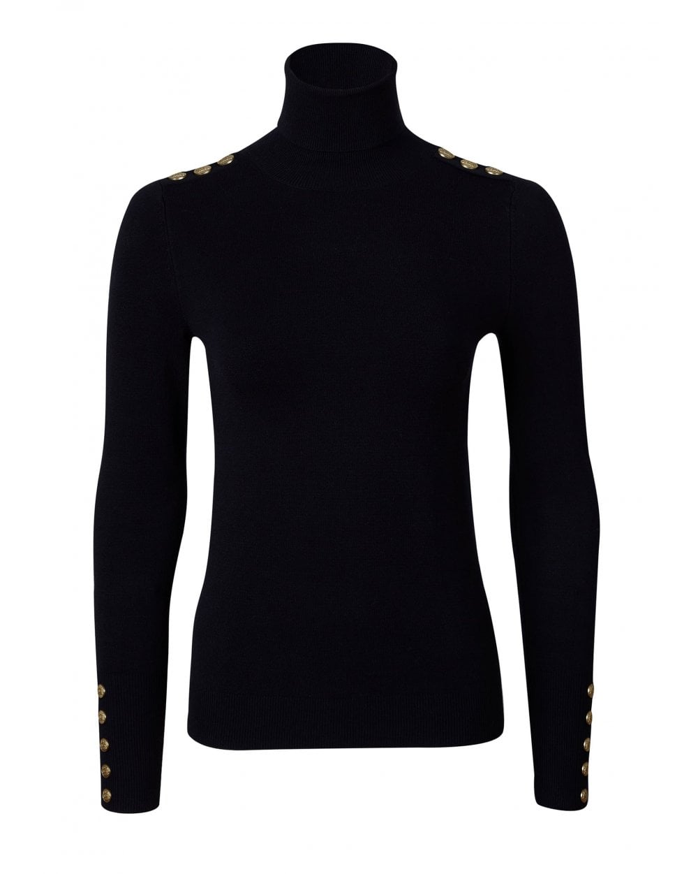 Buttoned Knit Roll Neck