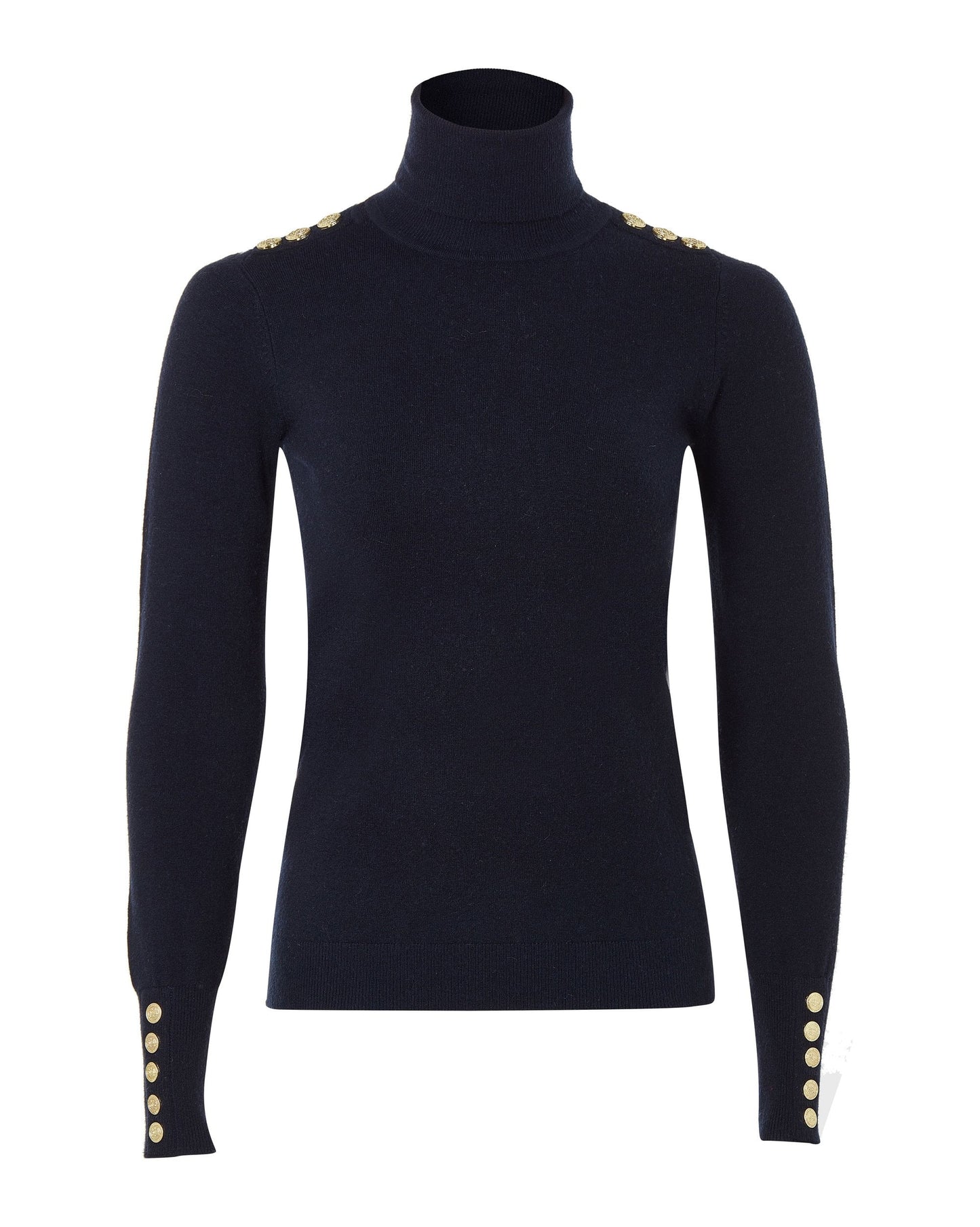 Buttoned Knit Roll Neck