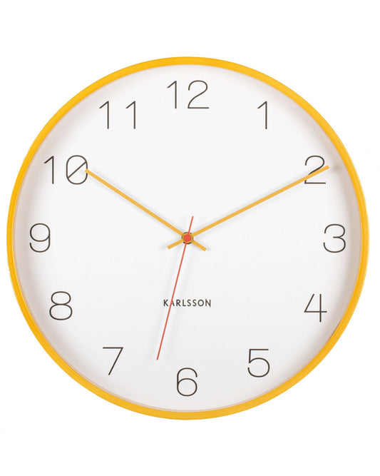 Wall Clock Joy Wood With Ochre Yellow Accent