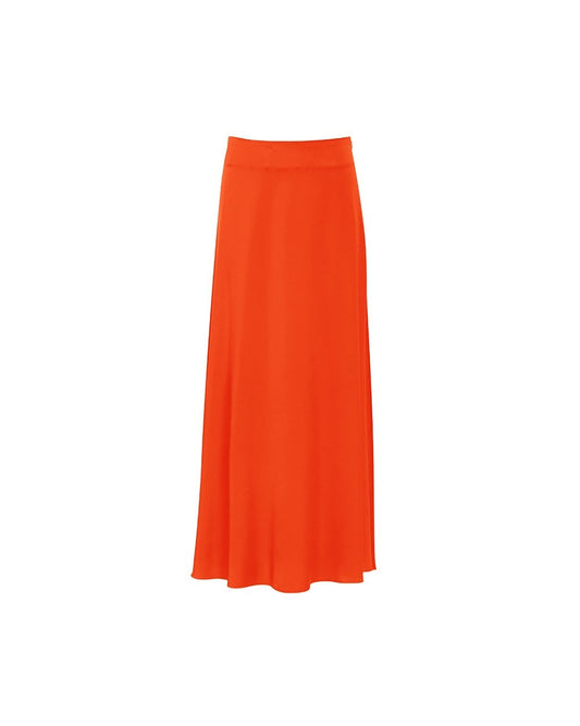 Satin Pencil Skirt Orange Small
