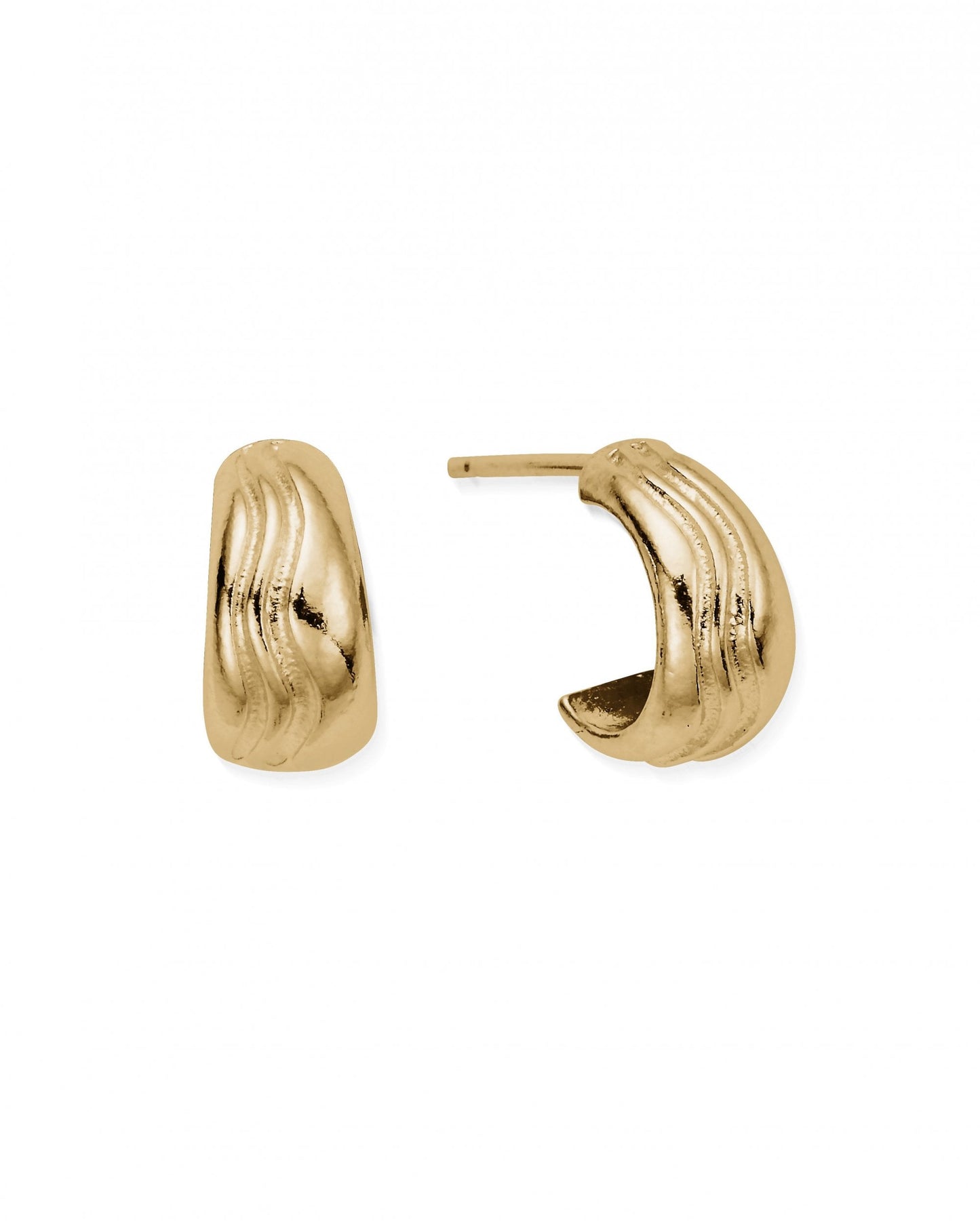 Gold Waves Huggie Hoops