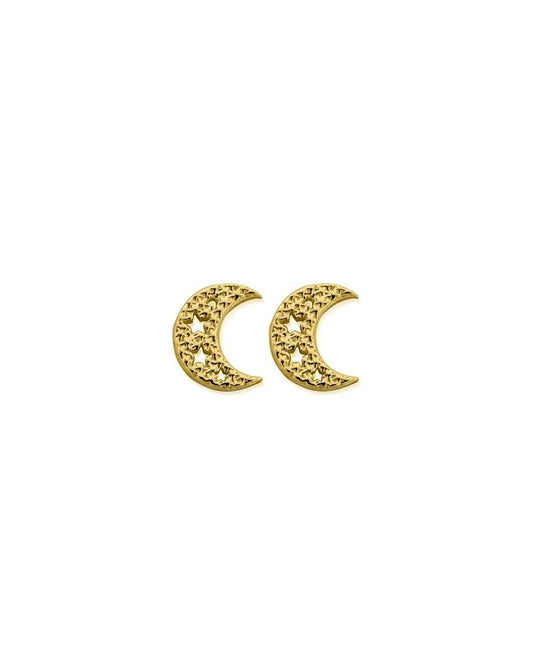 Gold Starry Moon Stud Earrings