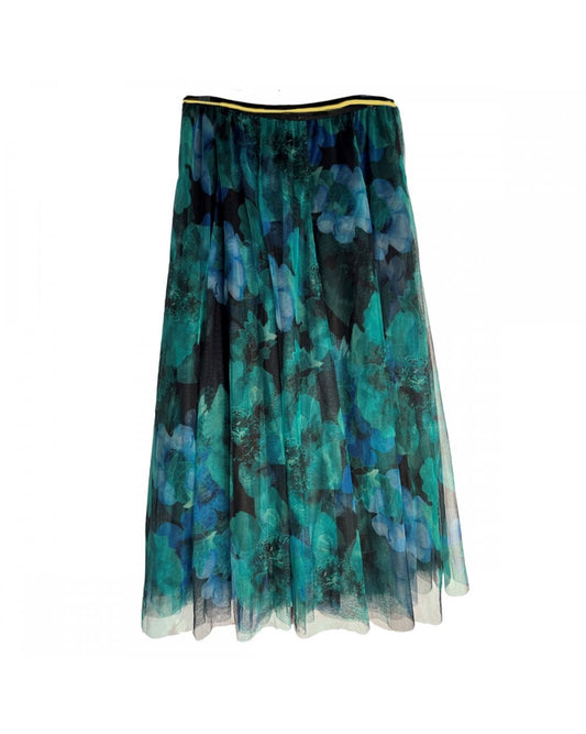 Tulle Layer Skirt with Winter Florals Print