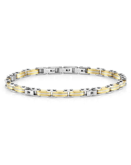 STRONG Men's Bracelet , Steel and Yellow Gold