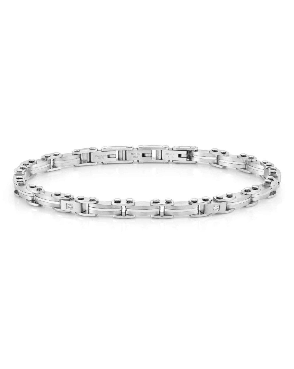 STRONG Men's Bracelet, Steel And Diamonds