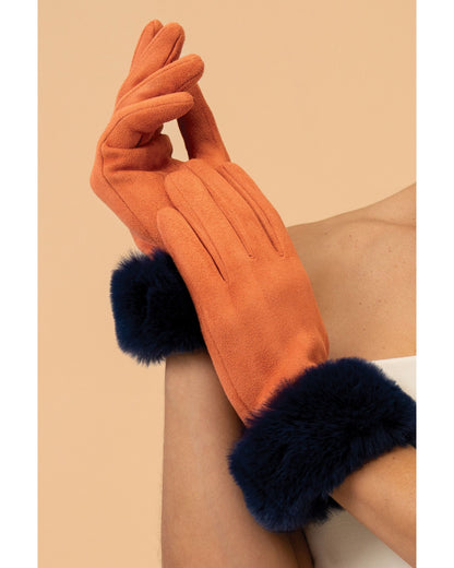 Bettina Faux Suede/Faux Fur Gloves