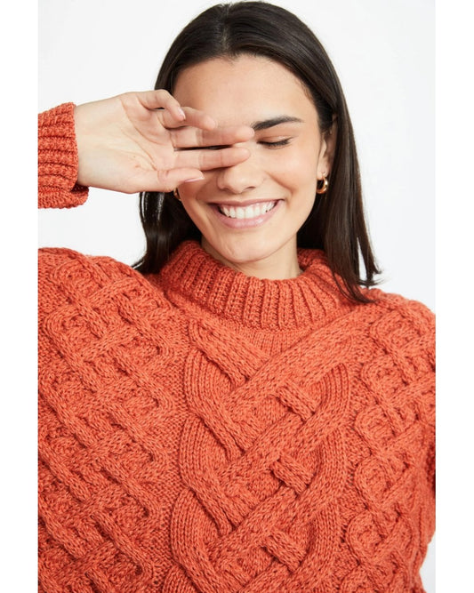 Dingle Ladies Aran Trellis Sweater