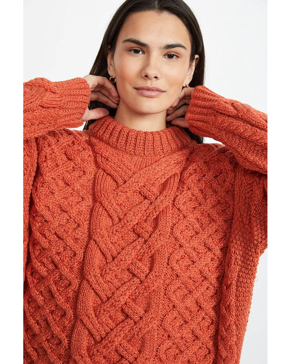 Dingle Ladies Aran Trellis Sweater