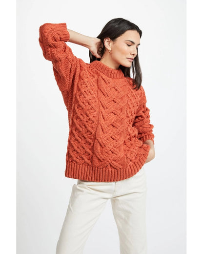 Dingle Ladies Aran Trellis Sweater