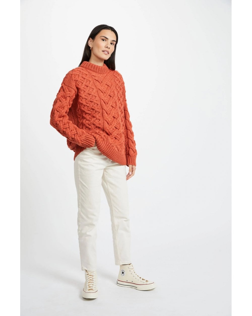 Dingle Ladies Aran Trellis Sweater