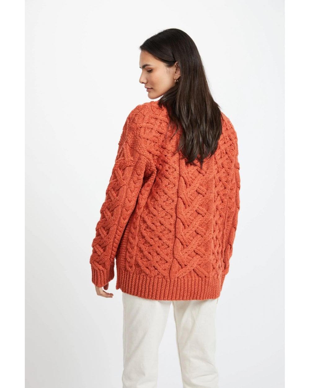 Dingle Ladies Aran Trellis Sweater