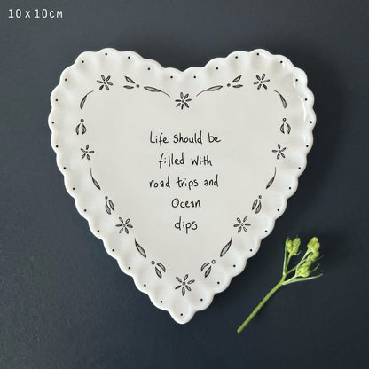 Heart Scallop Coaster - Life Filled With Ocean Dips