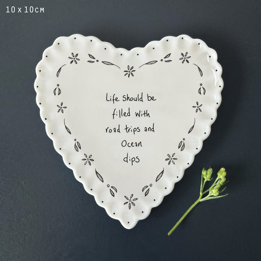 Heart Scallop Coaster - Life Filled With Ocean Dips