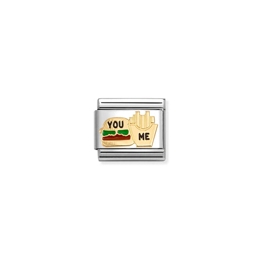 Composable Classic SYMBOLS steel, enamel and 18k gold Burger and Fries