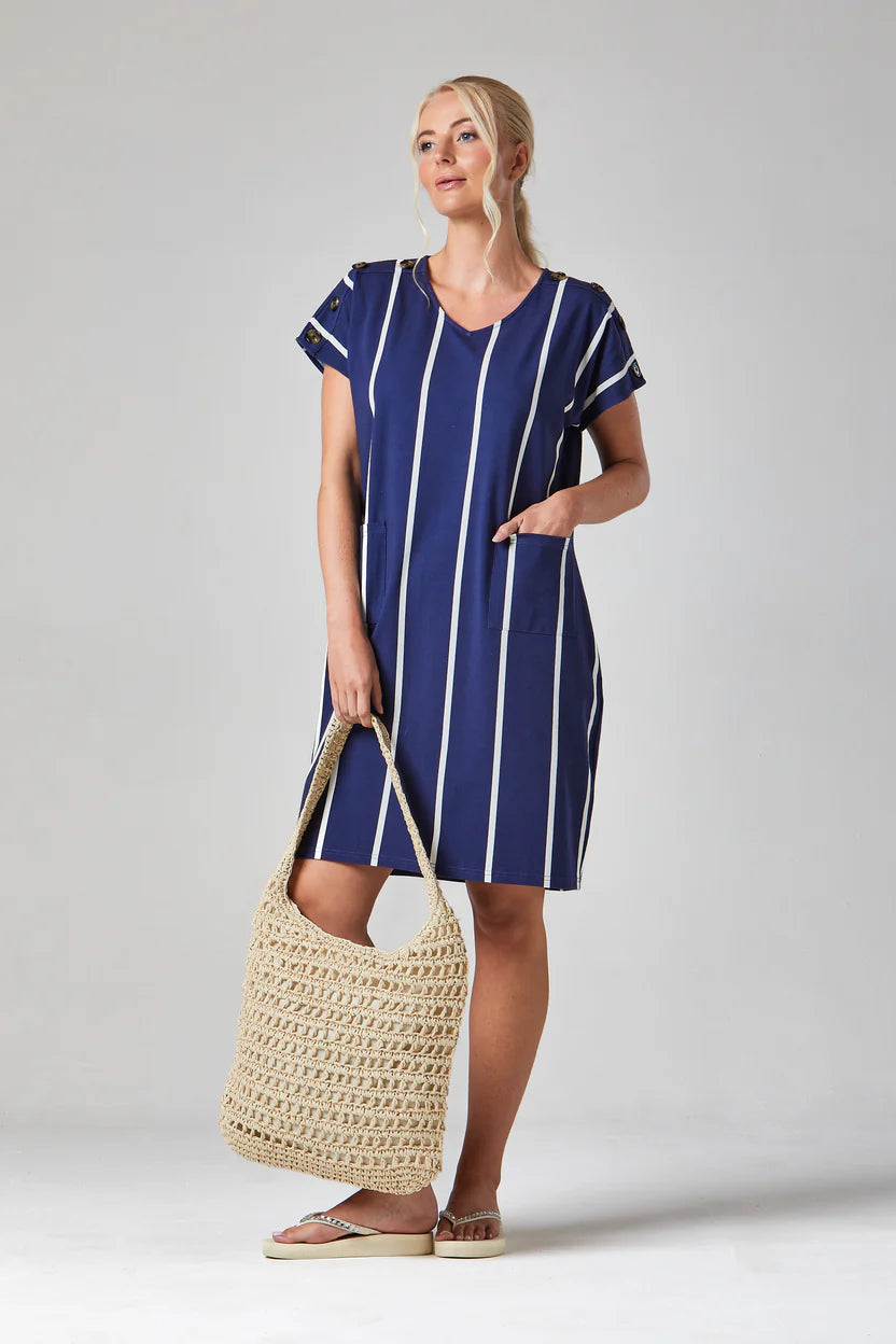 Button Shoulder Dress