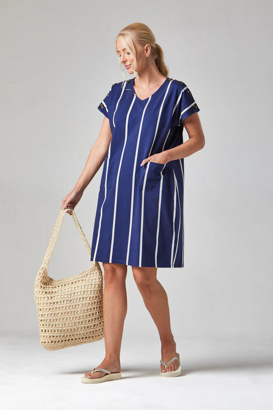 Button Shoulder Dress