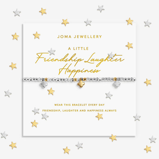 Sparkle Confetti A Little 'Friendship, Laughter, Happiness' Bracelet In Silver and Gold Plating