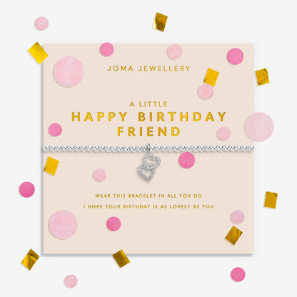 Confetti A Little 'Happy Birthday Friend' Bracelet In Silver Plating