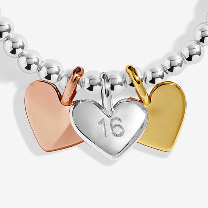 Little Charmed Moments 'Happy 16th Birthday' Bracelet In Silver, Gold, and Rose Gold Plating
