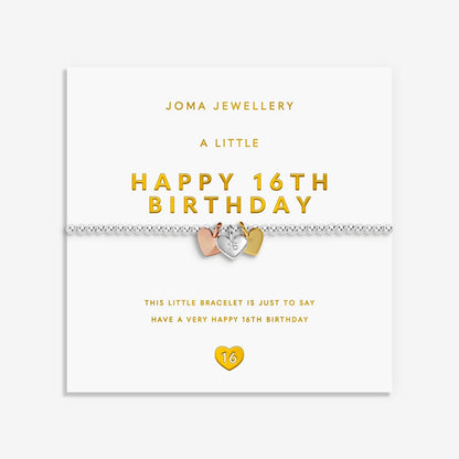 Little Charmed Moments 'Happy 16th Birthday' Bracelet In Silver, Gold, and Rose Gold Plating