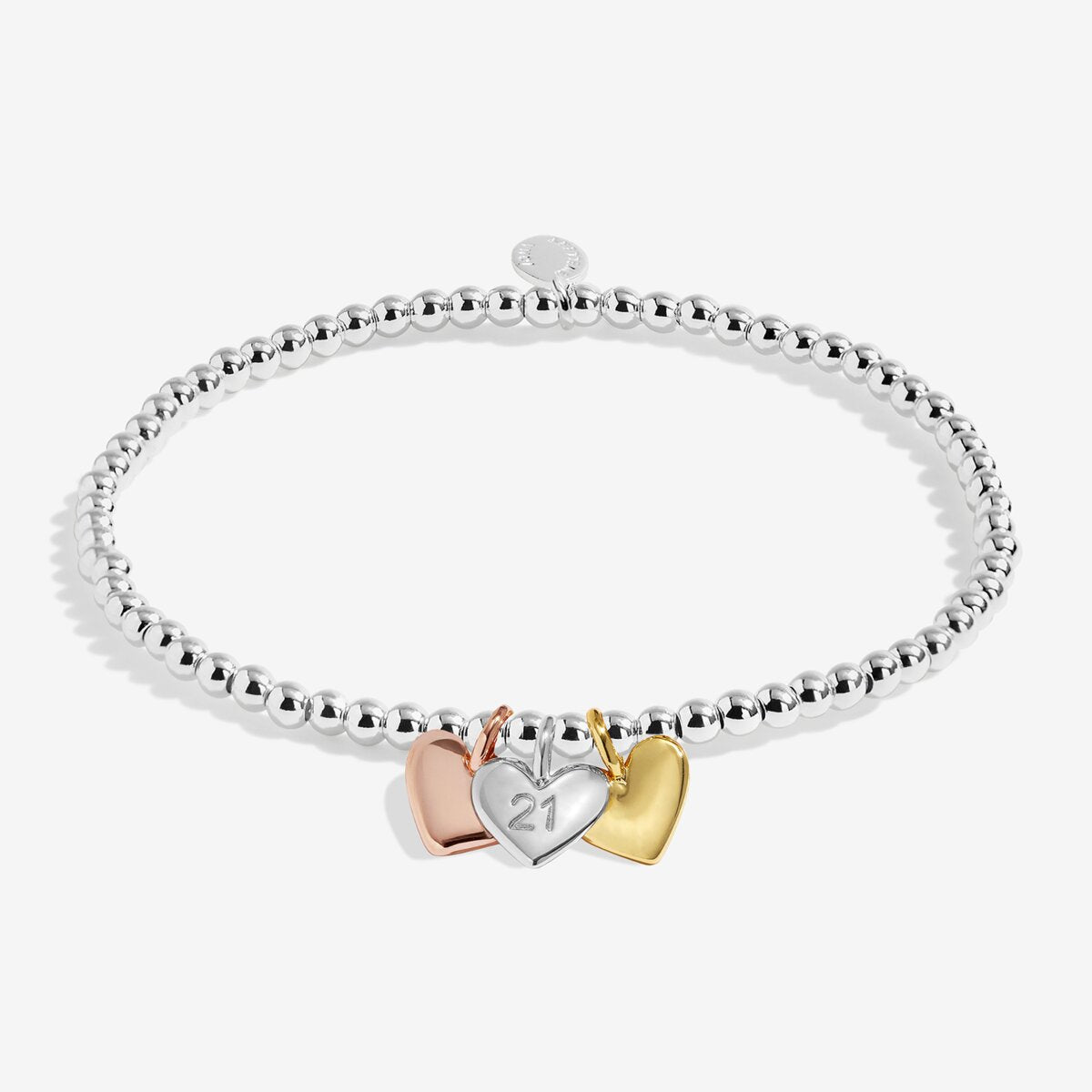 A Little Charmed Moments 'Happy 21St Birthday' Bracelet In Silver, Gold, and Rose Gold Plating