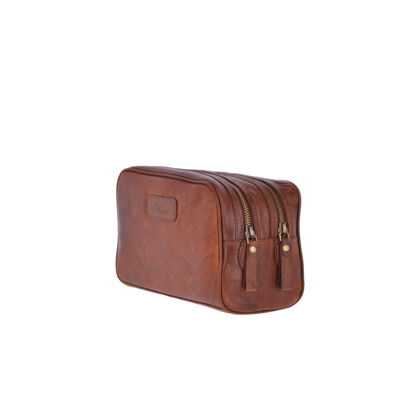 Men's Leather Washbag - Honey