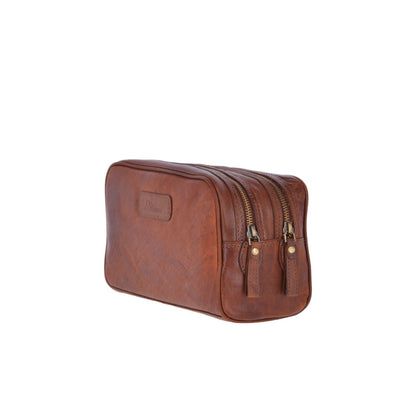 Men's Leather Washbag - Honey