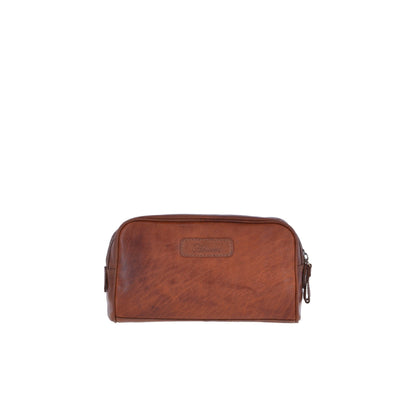 Men's Leather Washbag - Honey