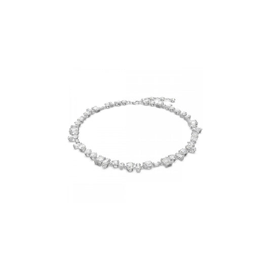 Gema necklace, White, Rhodium plated
