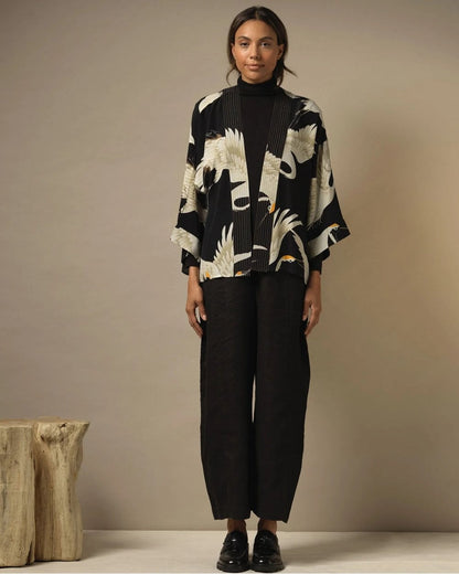 STORK BLACK CREPE KIMONO