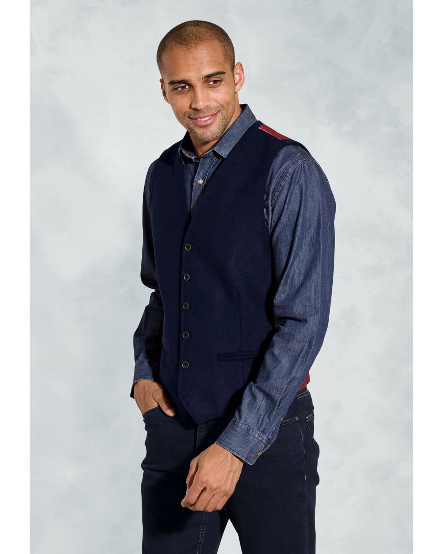 Dettori Navy Wool Blend Waistcoat