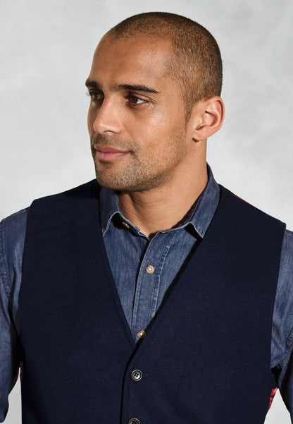 Dettori Navy Wool Blend Waistcoat