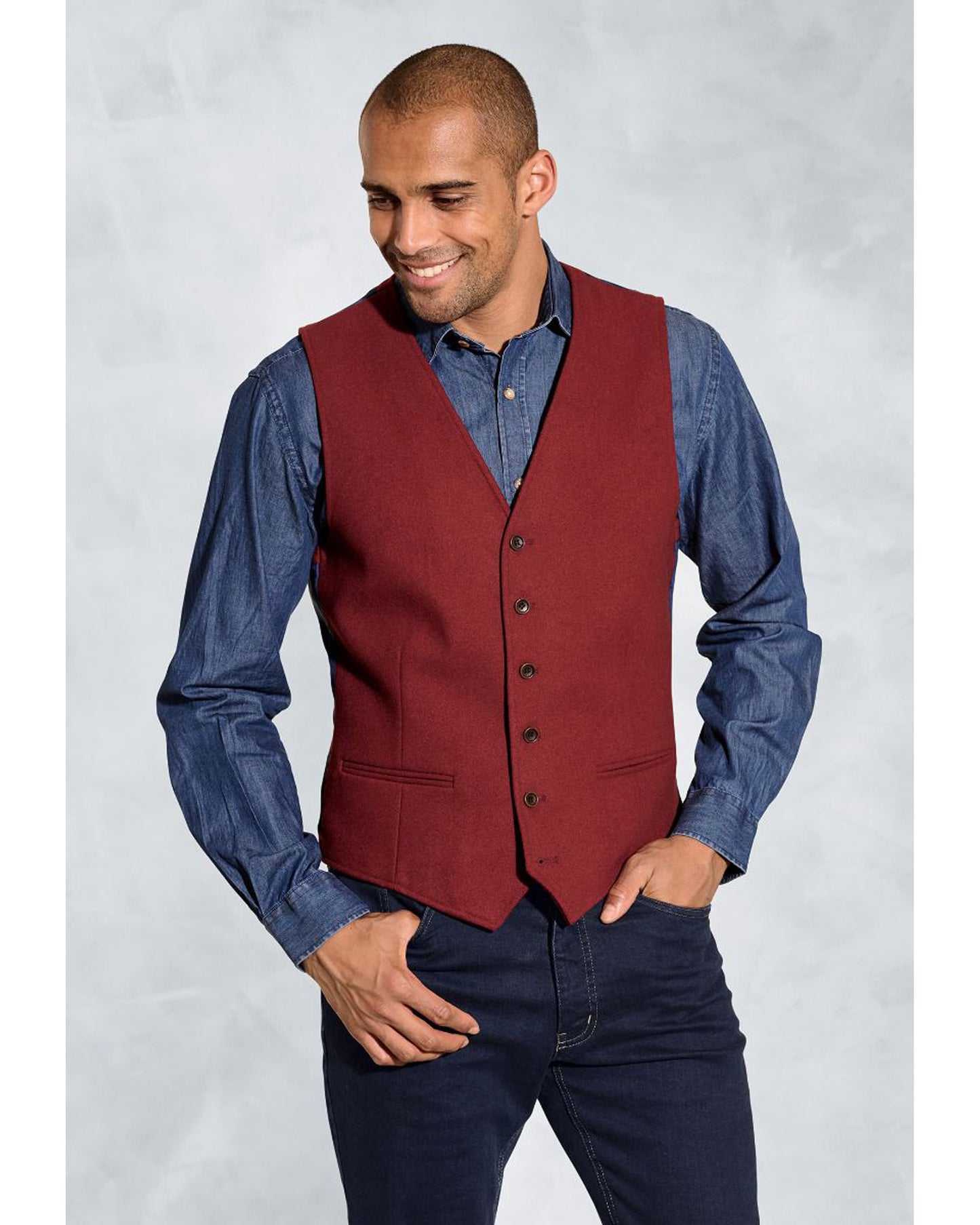 Dettori Red Wool Blend Waistcoat