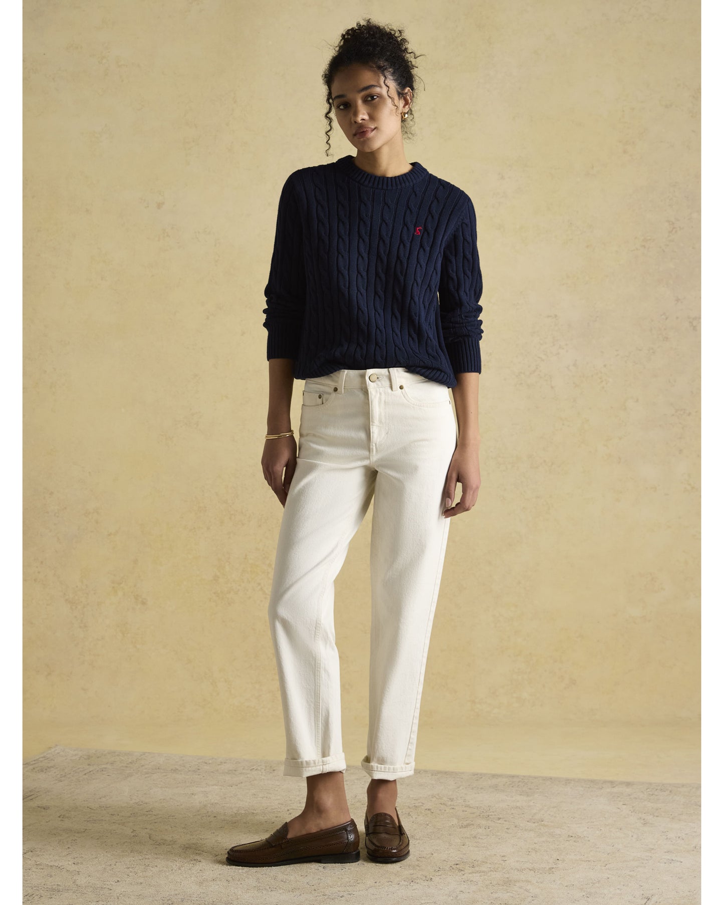 Classic Cable Cotton Crew Neck Jumper