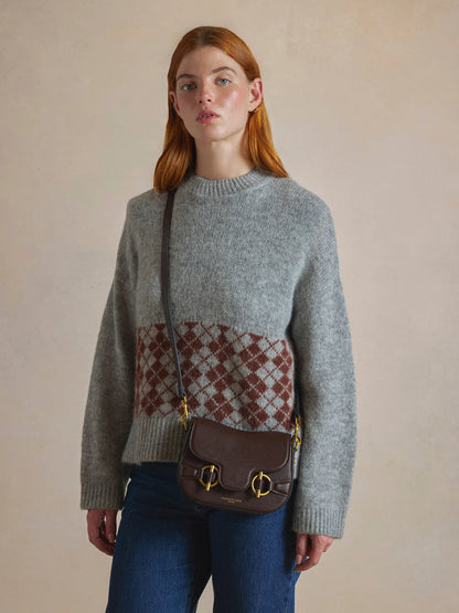 Connie Top Handle Handbag Leather - Mahogany