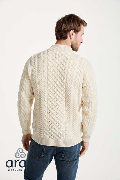 Ballycroy Mens Aran Half Zip Sweater